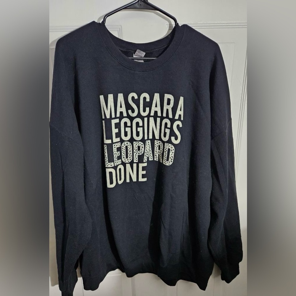 Gildan Black Sweatshirt with White Text Graphic